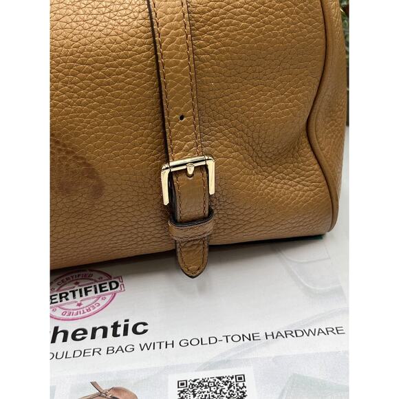 Michael Kors Authenticated Bristol Acorn Brown Leather Medium Satchel Gold Tone - Picture 16 of 16